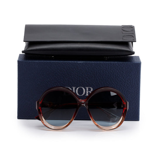 Christian Dior Red Ombre Acetate DiorBianca Round Oversized Sunglasses