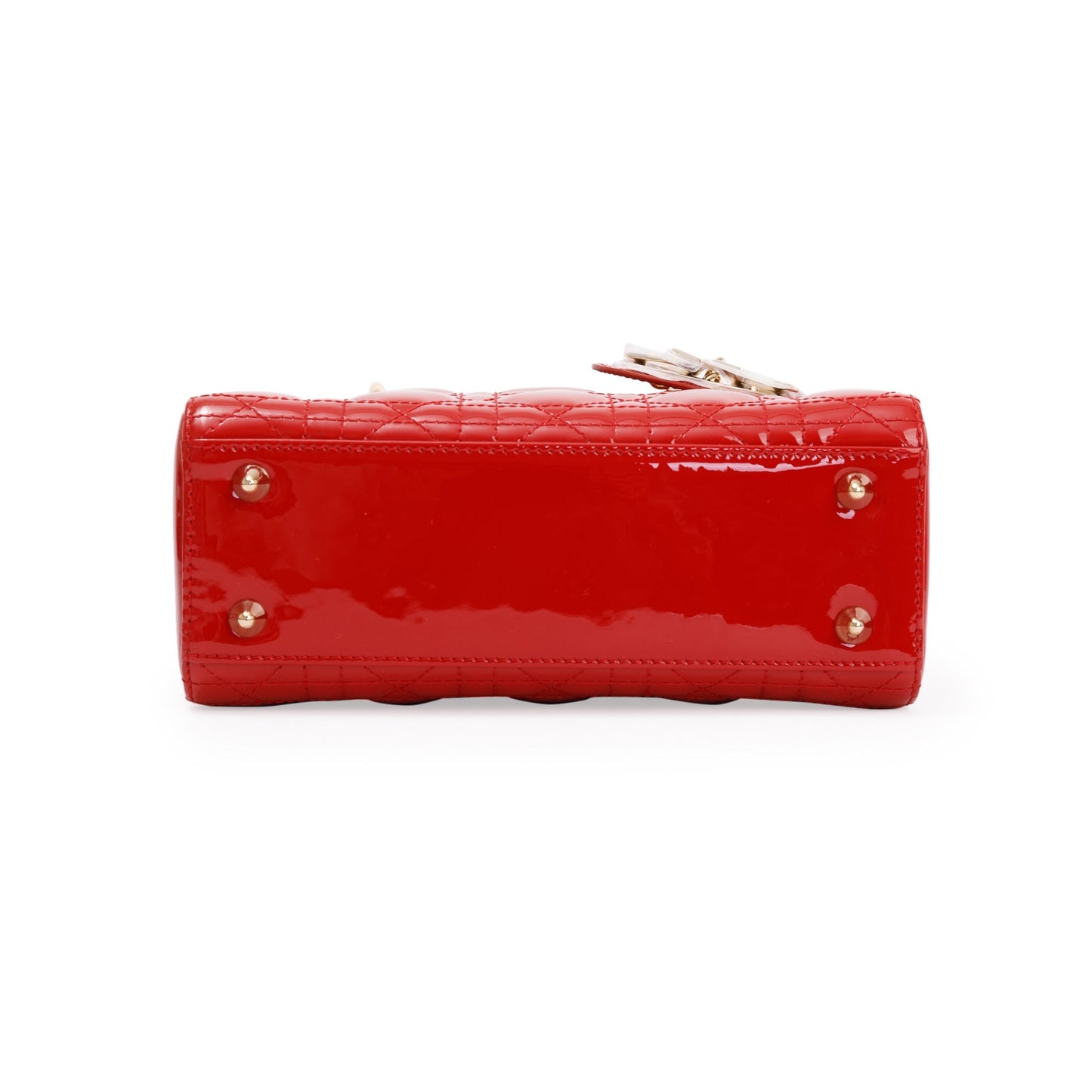 Christian Dior Red Patent Cannage Leather Small Lady Dior Bag