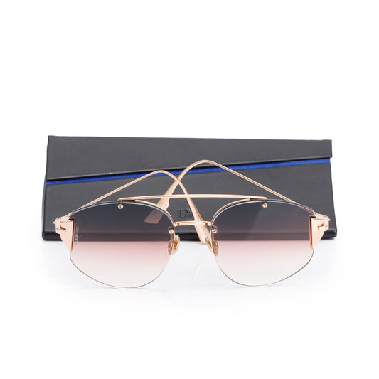 Christian Dior Rose Gold-Tone Metal Frame DiorStronger Aviator Polarized Sunglasses