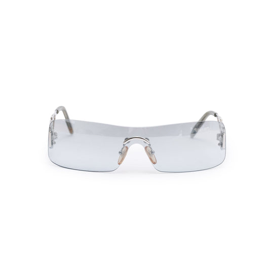 Christian Dior Silver-Tone Strass Dior Fire Rimless Shield Sunglasses