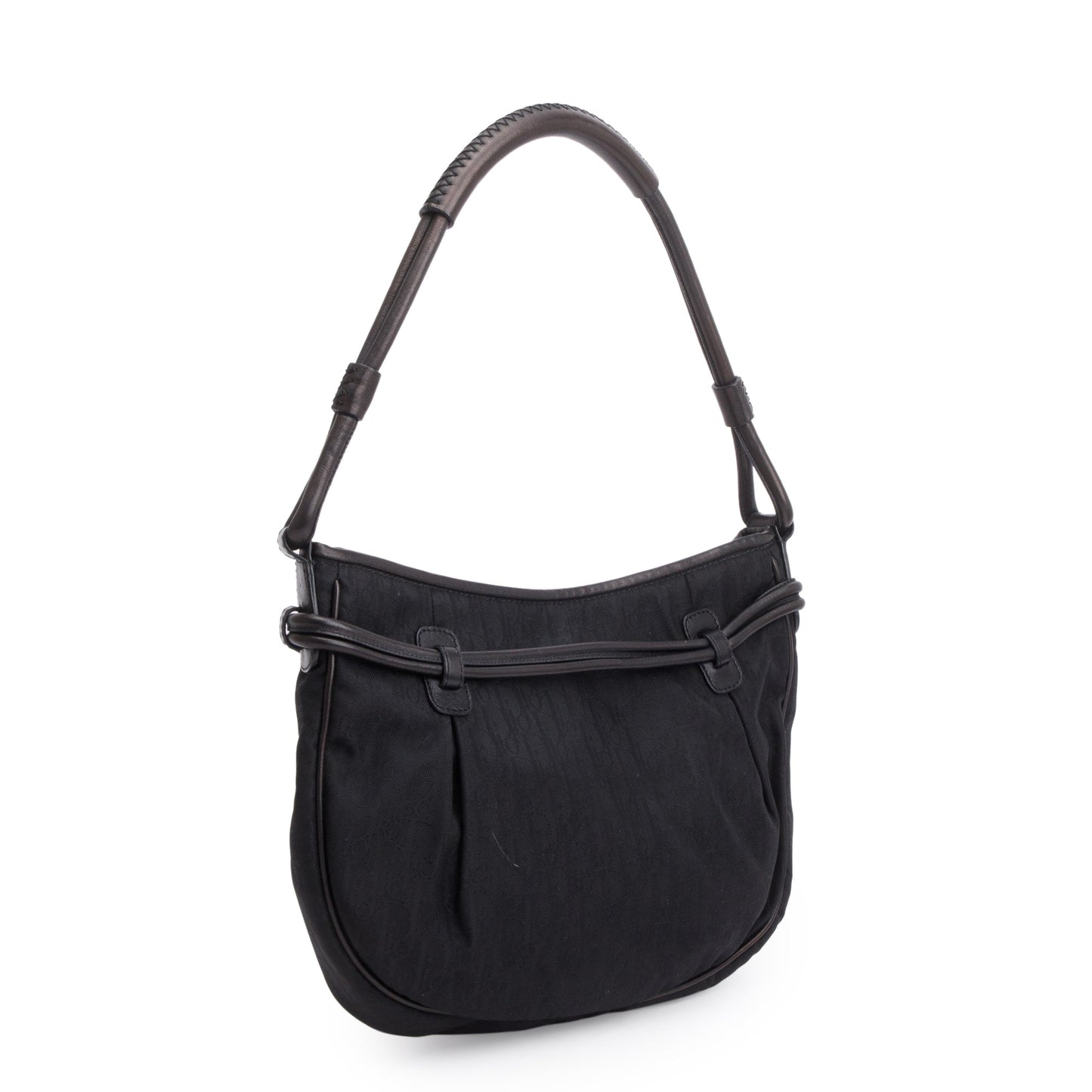 Christian Dior Vintage Black Diorissimo Nylon Bow Charm Bucket Bag