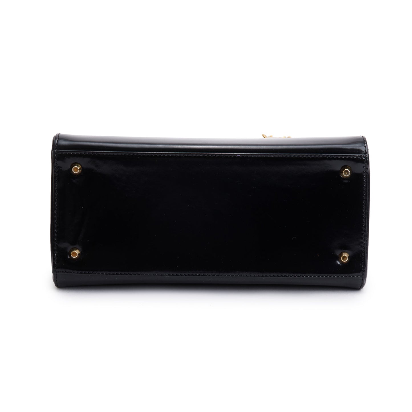 Christian Dior Vintage Black Patent Leather Medium Lady Dior Bag