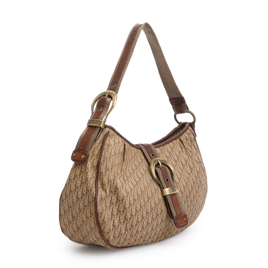 Christian Dior Vintage Brown Diorissimo Canvas Buckle Hobo Bag