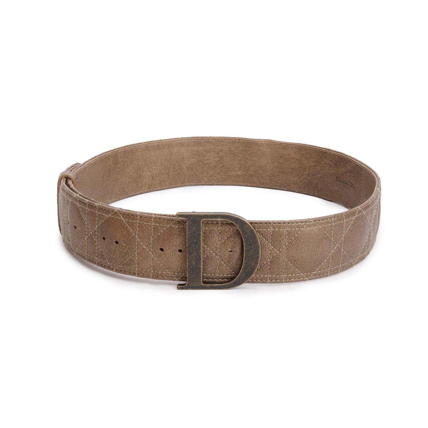 Christian Dior Vintage Metallic Brown Cannage Leather Belt 80