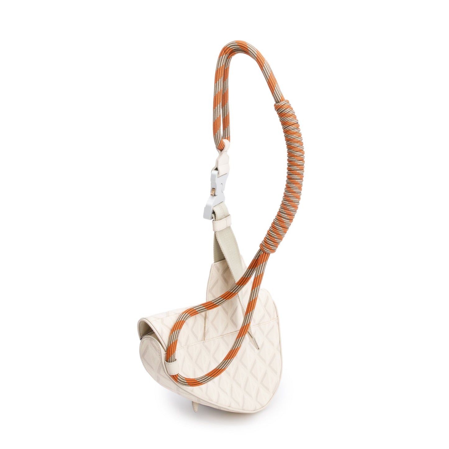 Christian Dior White CD Diamond Coated Canvas Nautic Saddle Crossbody Bag