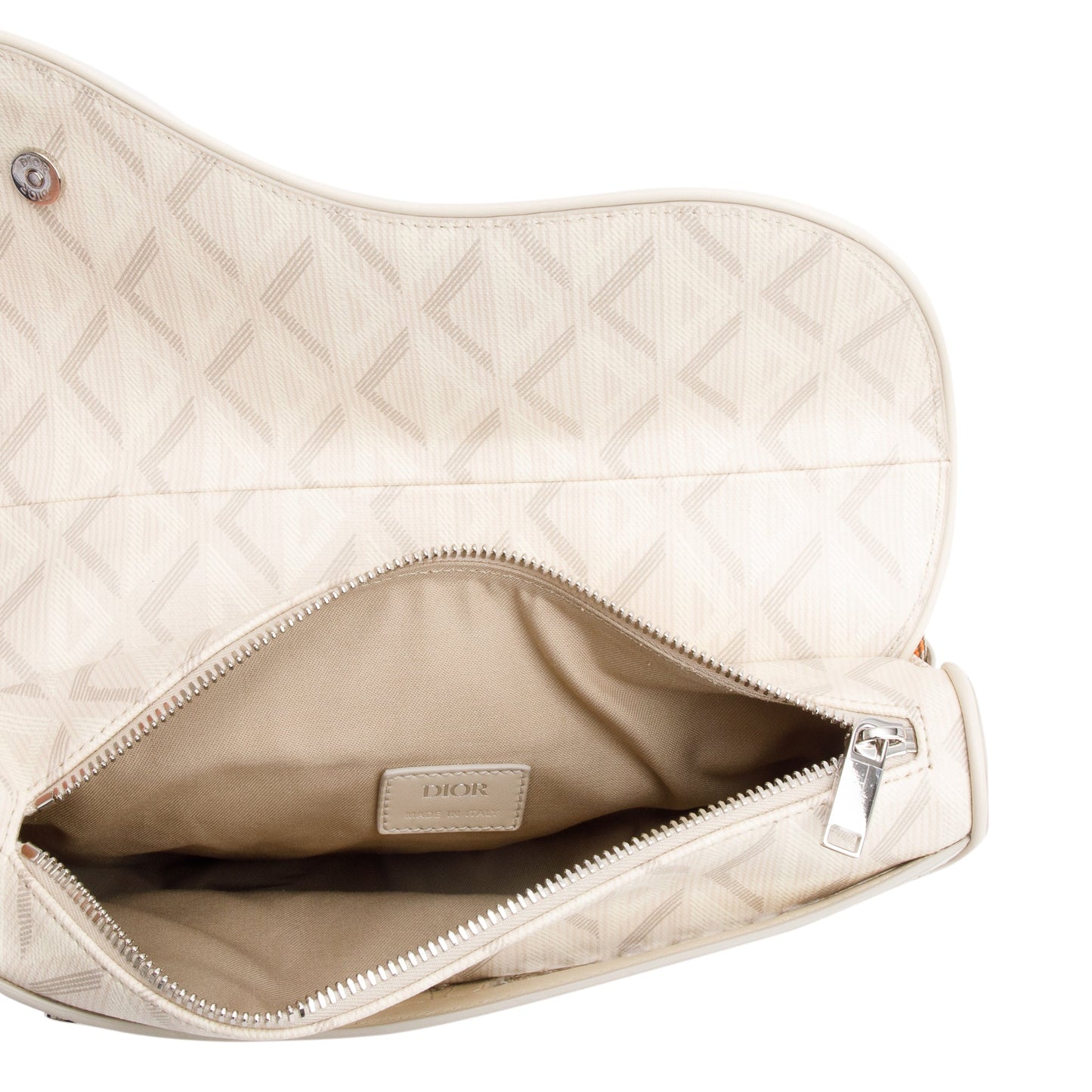 Christian Dior White CD Diamond Coated Canvas Nautic Saddle Crossbody Bag