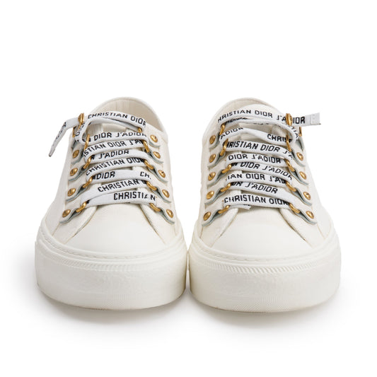 Christian Dior White Cotton Cavas Walk'N'Dior Sneakers, Size 36.5