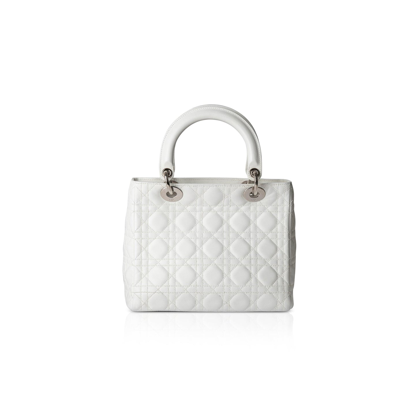 Christian Dior White Medium Lady Dior Bag
