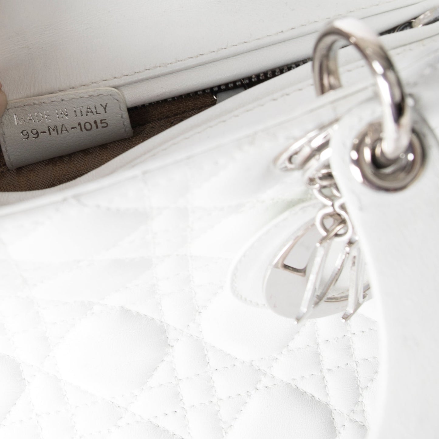 Christian Dior White Medium Lady Dior Bag