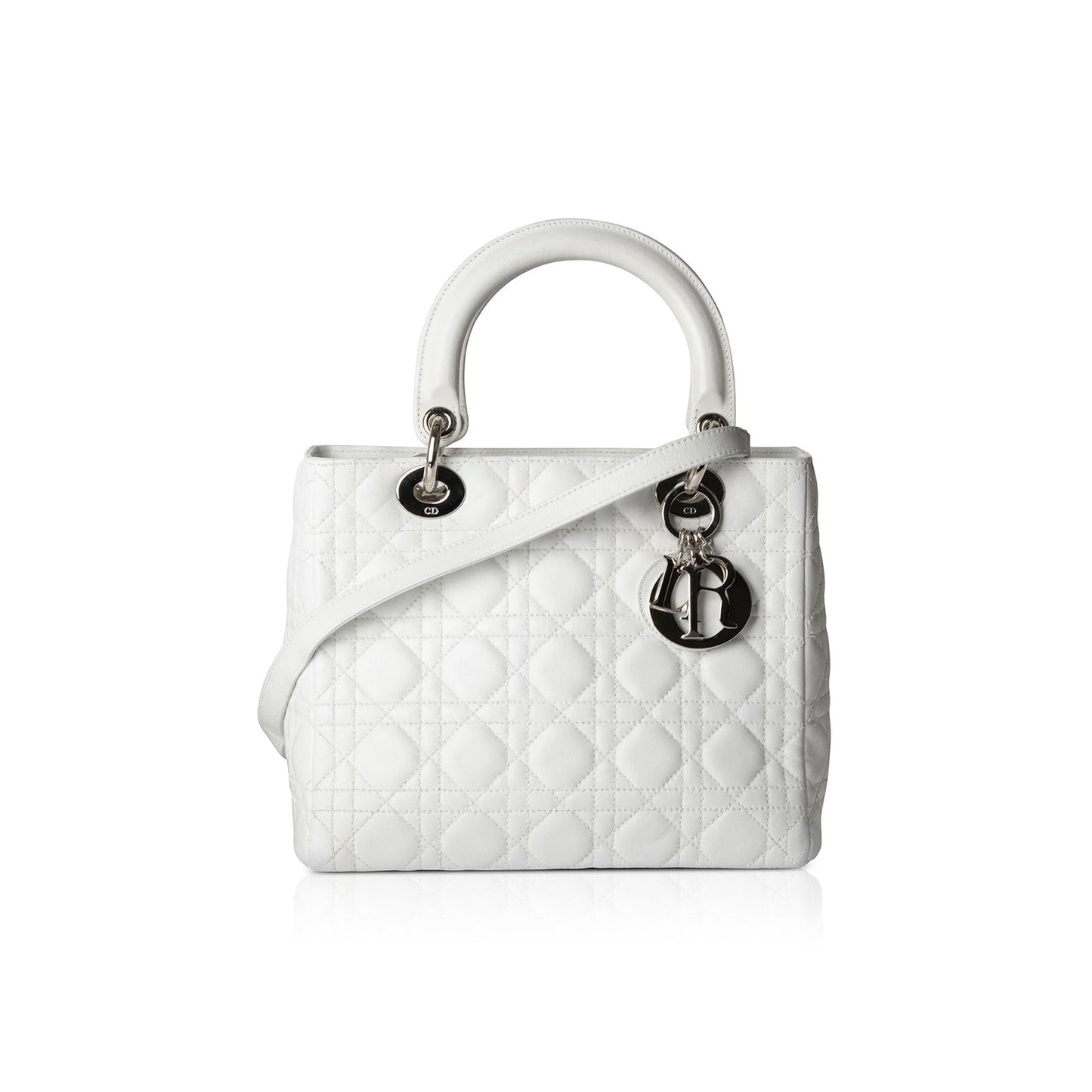 Christian Dior White Medium Lady Dior Bag
