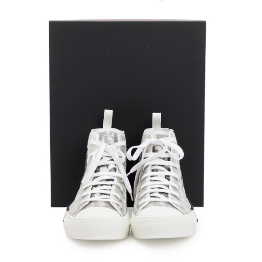 Christian Dior White/Black Oblique Canvas B23 High-Top Sneakers, Size 43