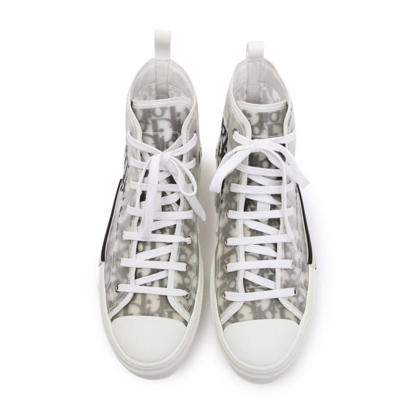 Christian Dior White/Black Oblique Canvas B23 High-Top Sneakers, Size 43