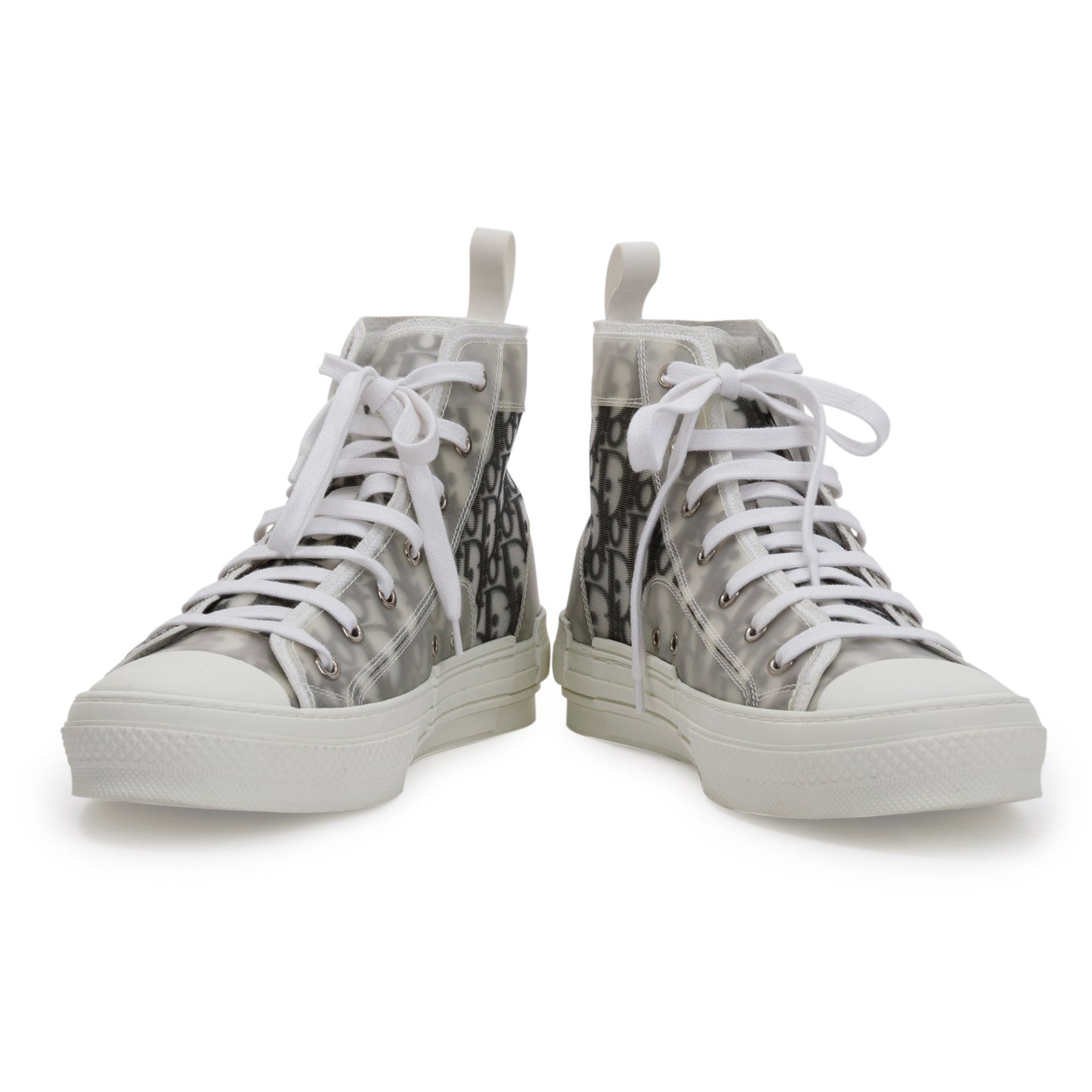 Christian Dior White/Black Oblique Canvas B23 High-Top Sneakers, Size 43