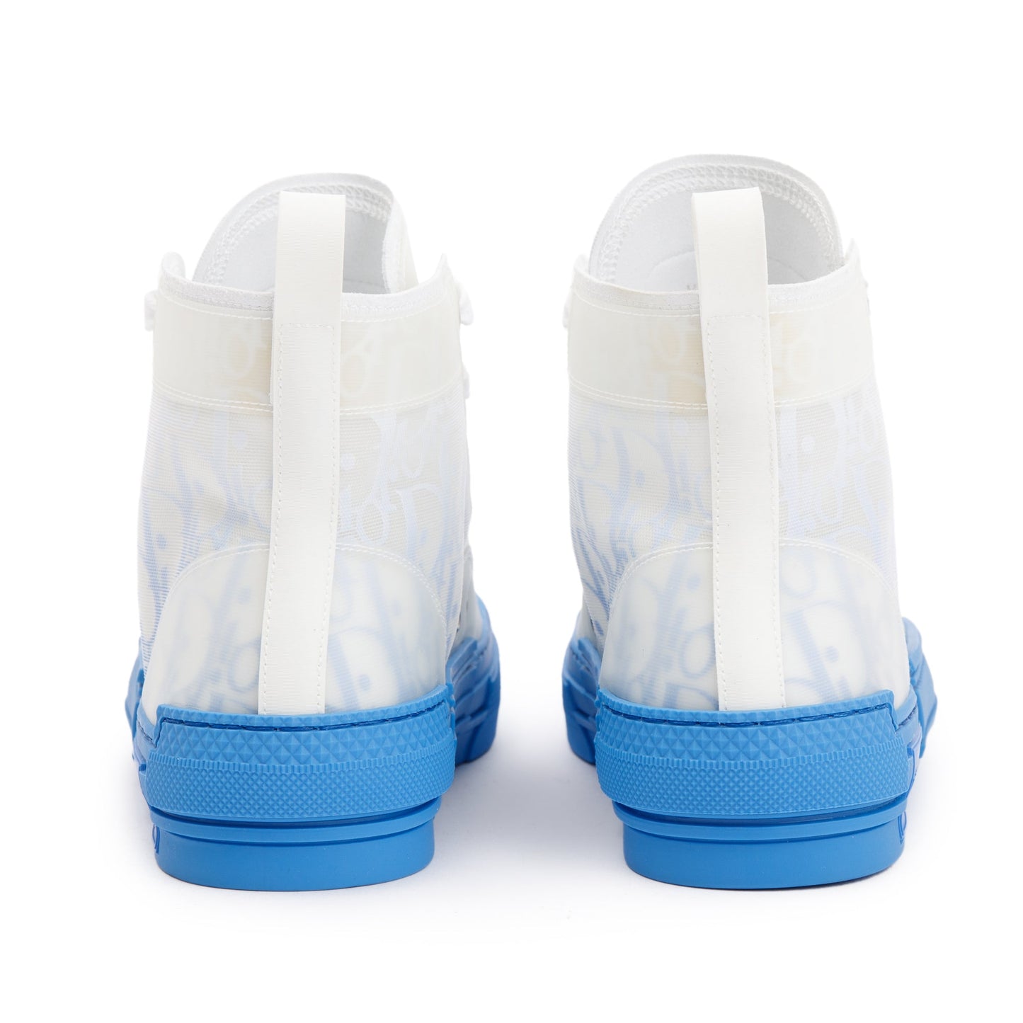 Christian Dior White/Blue Oblique Canvas B23 High-Top Sneakers, Size 38