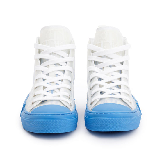 Christian Dior White/Blue Oblique Canvas B23 High-Top Sneakers, Size 38