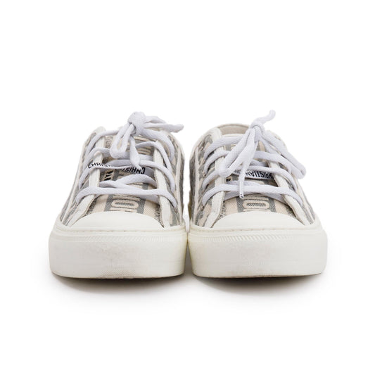 Christian Dior White/Grey Oblique Canvas Walk'N'Dior Sneakers, Size 37.5