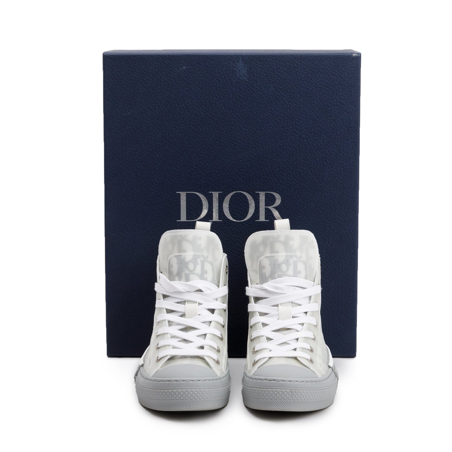 Christian Dior White/Grey Oblique Transparent Canvas B23 High-Top Sneakers, Size 36