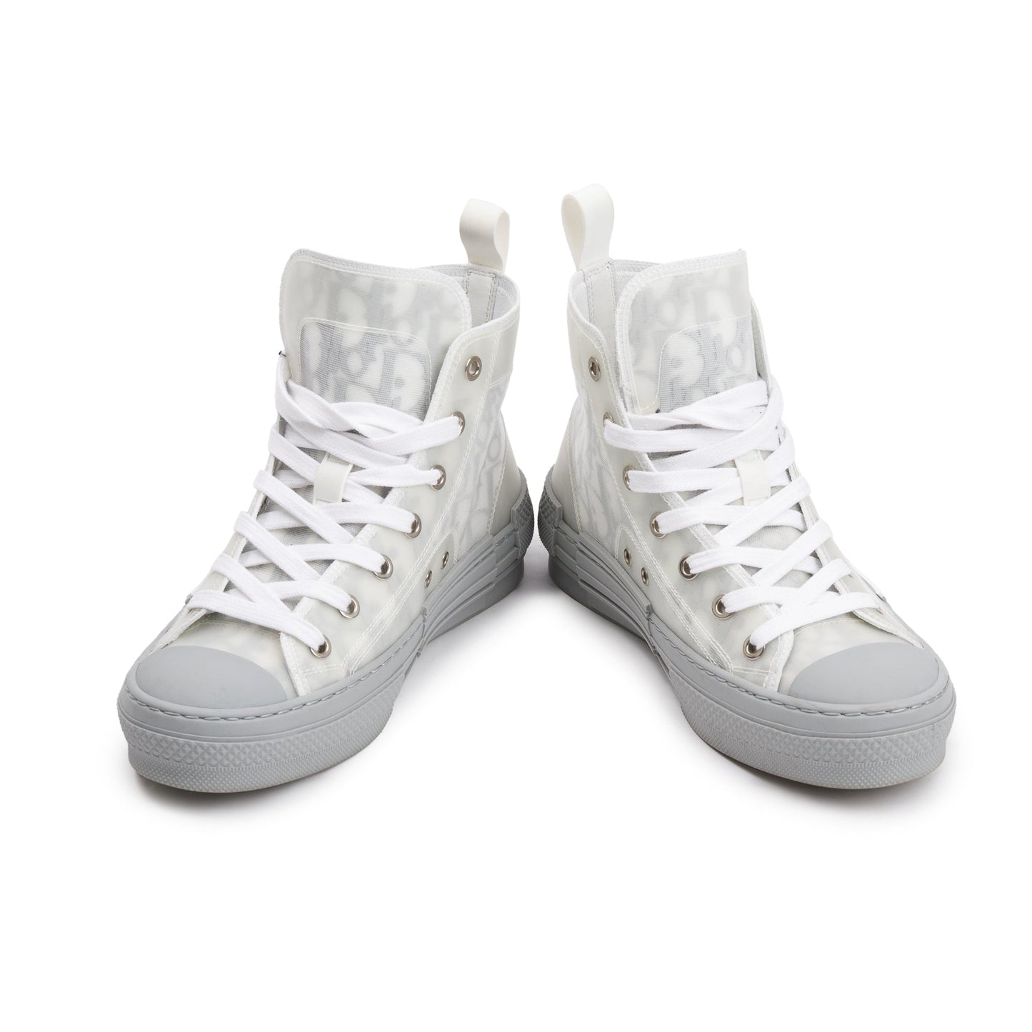 Christian Dior White/Grey Oblique Transparent Canvas B23 High-Top Sneakers, Size 36