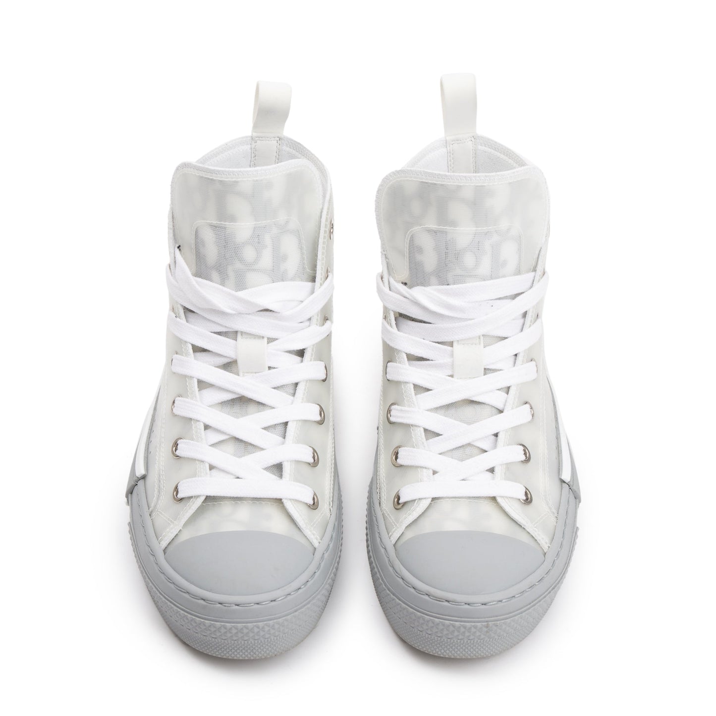 Christian Dior White/Grey Oblique Transparent Canvas B23 High-Top Sneakers, Size 36