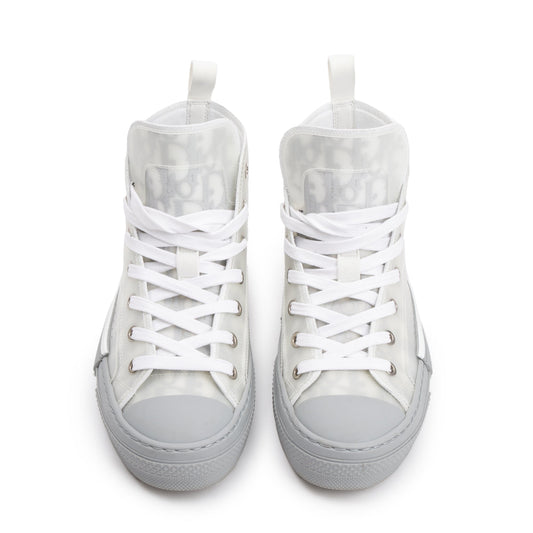 Christian Dior White/Grey Oblique Transparent Canvas B23 High-Top Sneakers, Size 36