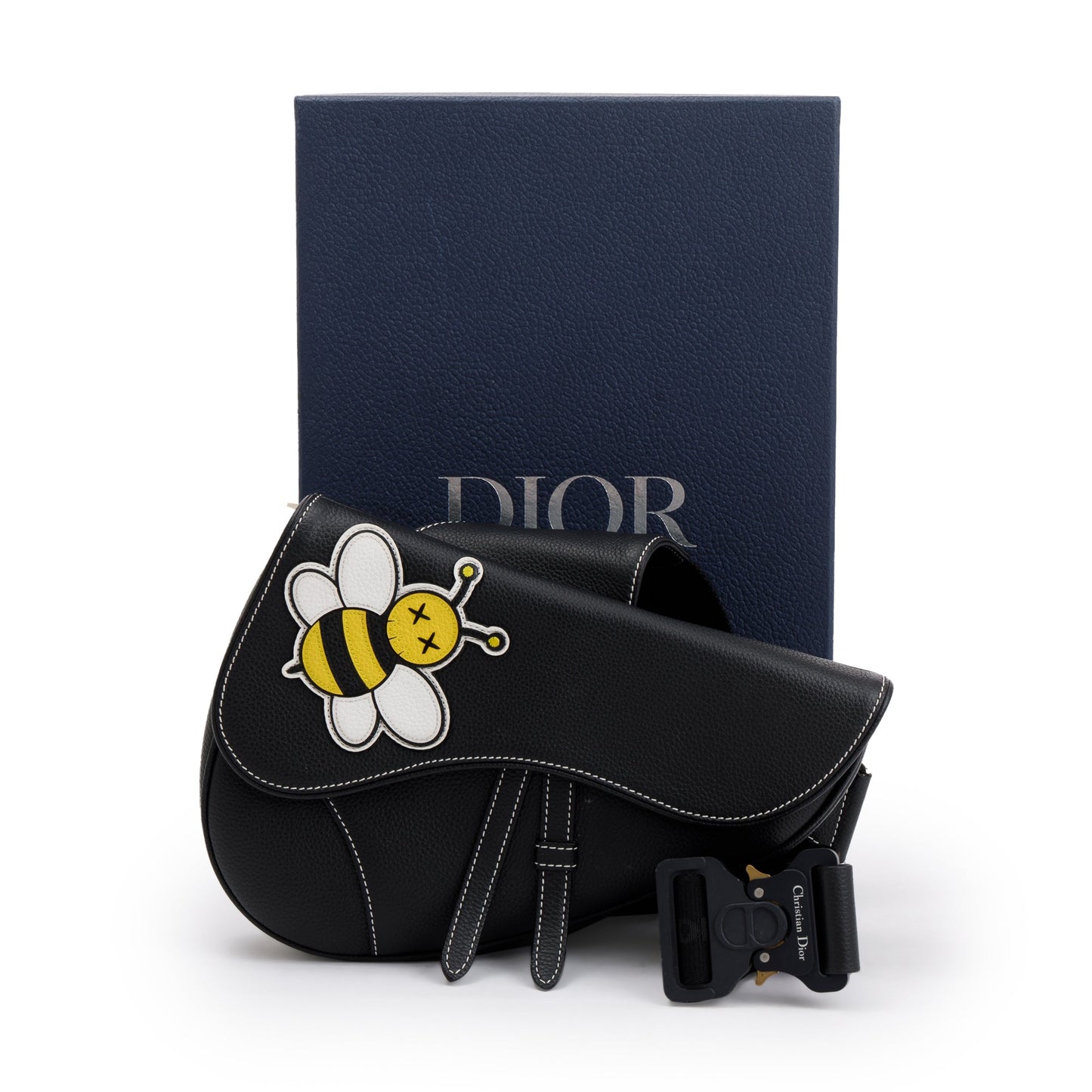 Christian Dior X Kaws Calfskin Leather Bee Saddle Bag