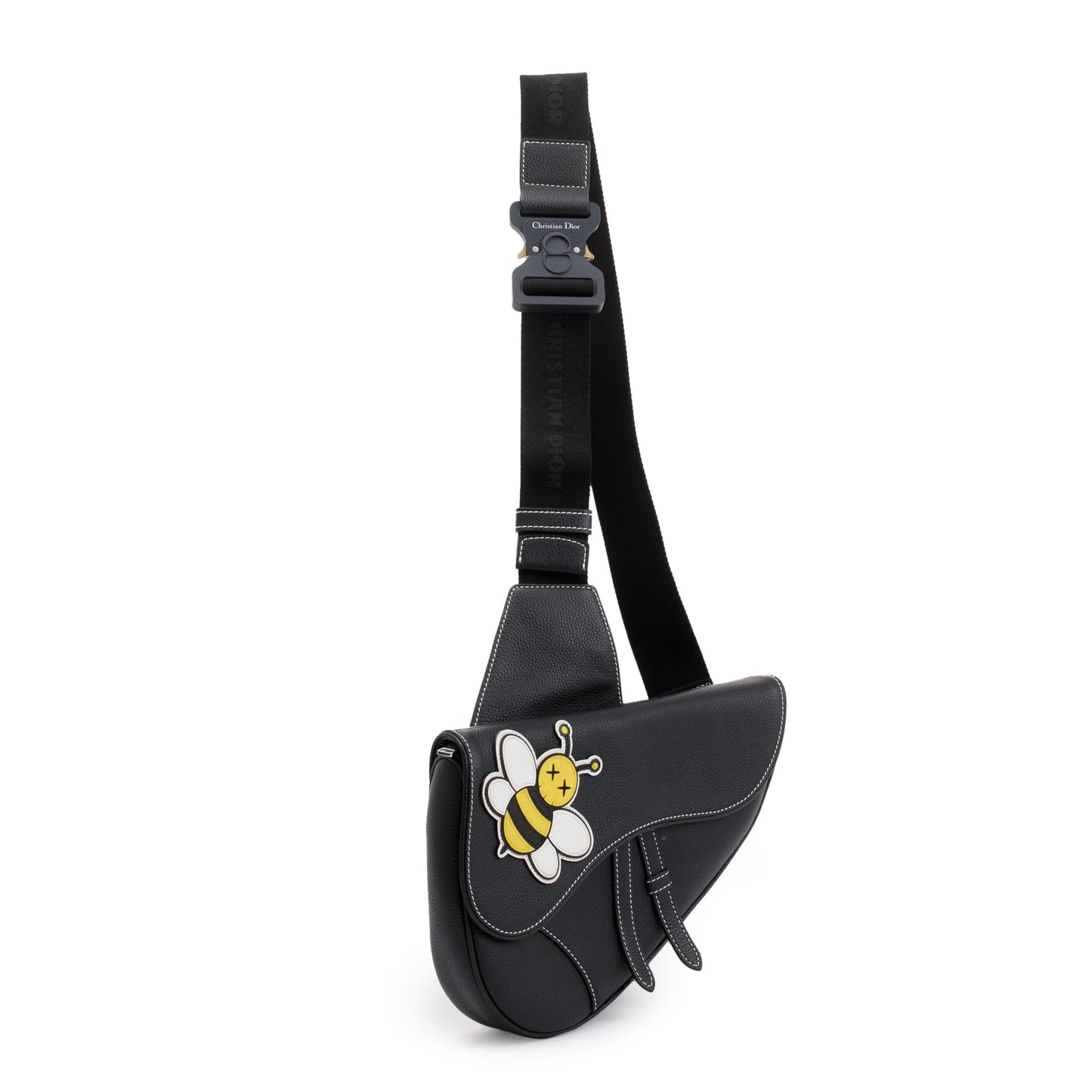 Christian Dior X Kaws Calfskin Leather Bee Saddle Bag