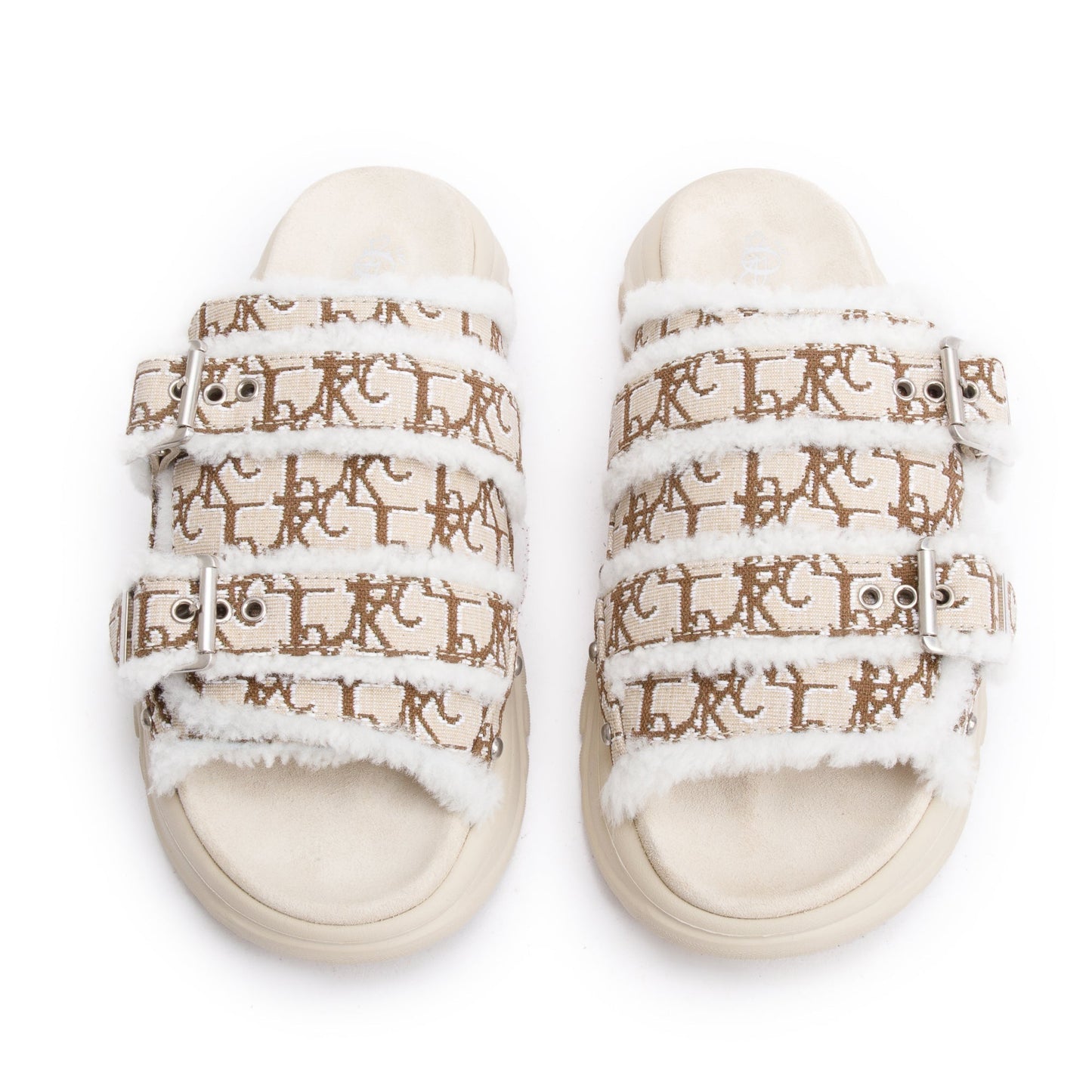 Christian Dior X Travis Scott Beige Oblique Jacquard Cacktus Jack Sandals, Size 43