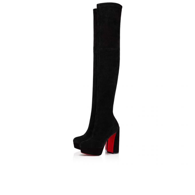 Christian Louboutin Movida Alta Botta Suede Over the Knee Boots in Black