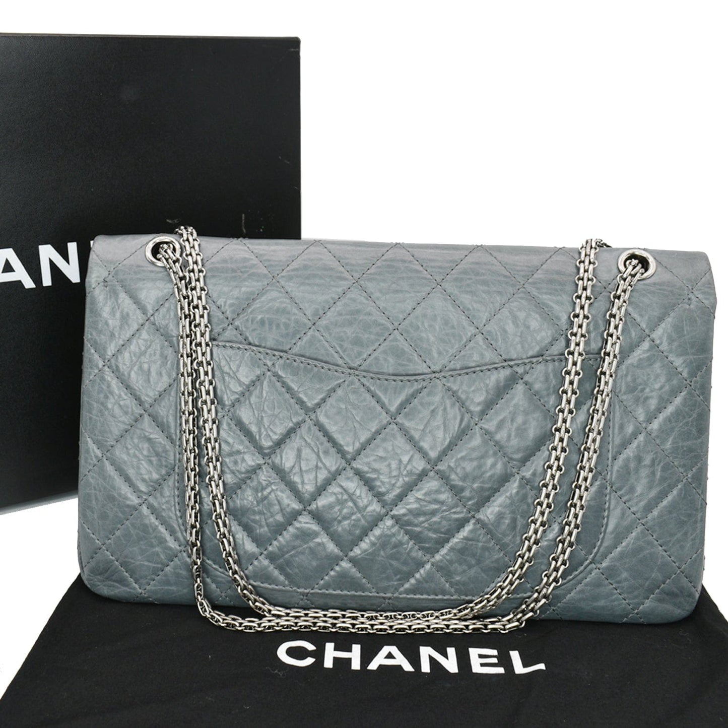 Luxury Chanel 50th Anniversary 2.55 Reissue 228 Quilted Aged Calfskin Shoulder Bag Grey