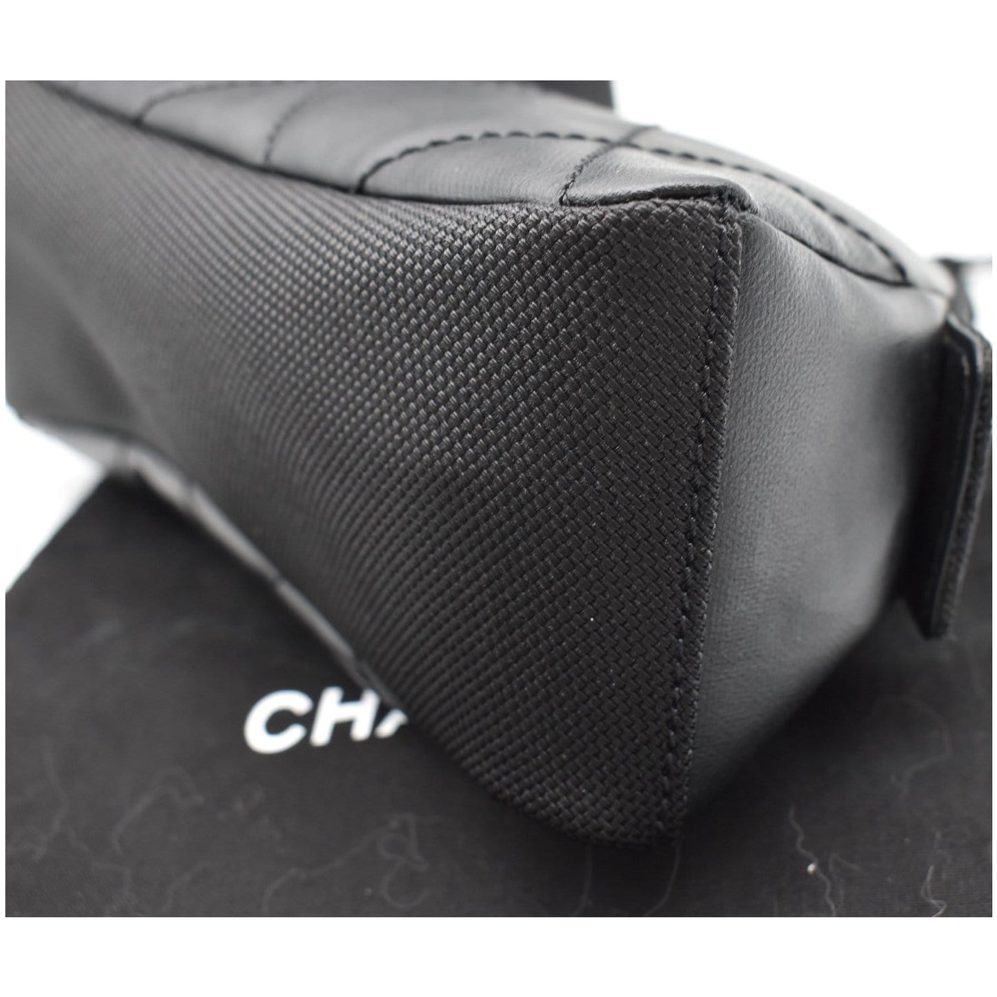 CHANEL Biarritz Quilted Canvas Cosmetic Pouch Black