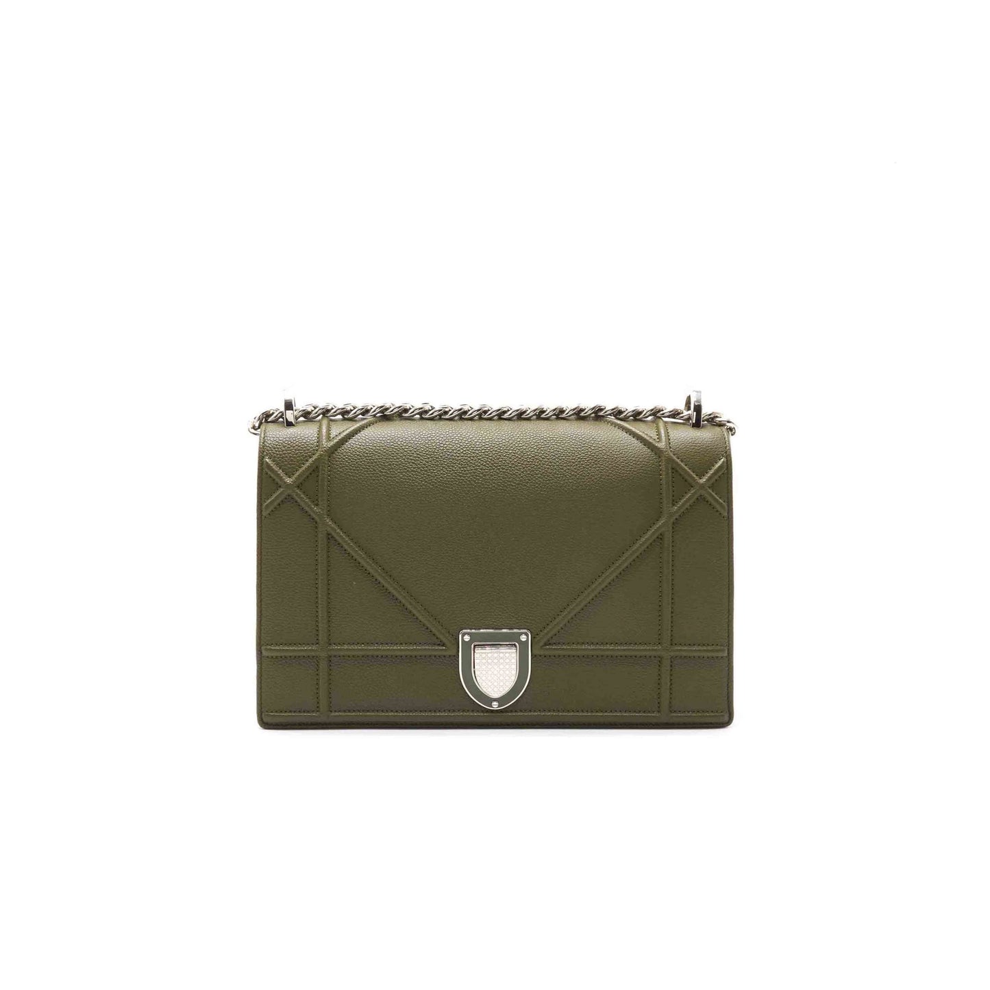 Luxury Dior Olive Leather Medium Luxury Diorama Shoulder Bag