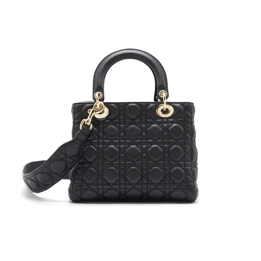 Luxury Dior Medium Soft Lady Luxury Dior supple Black with GHW