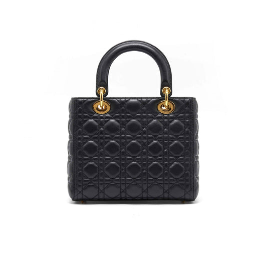 Luxury Dior Black Quilted Cannage Leather Medium Lady Luxury Dior Tote Bag