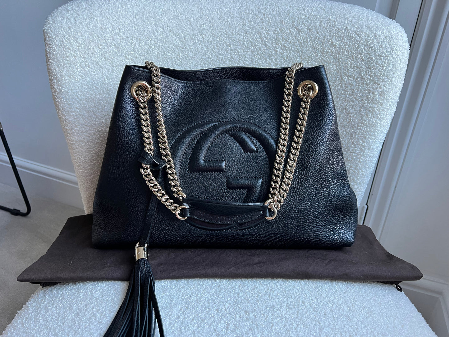 Luxury Gucci Trending 2025 Black Soho Chain Tote