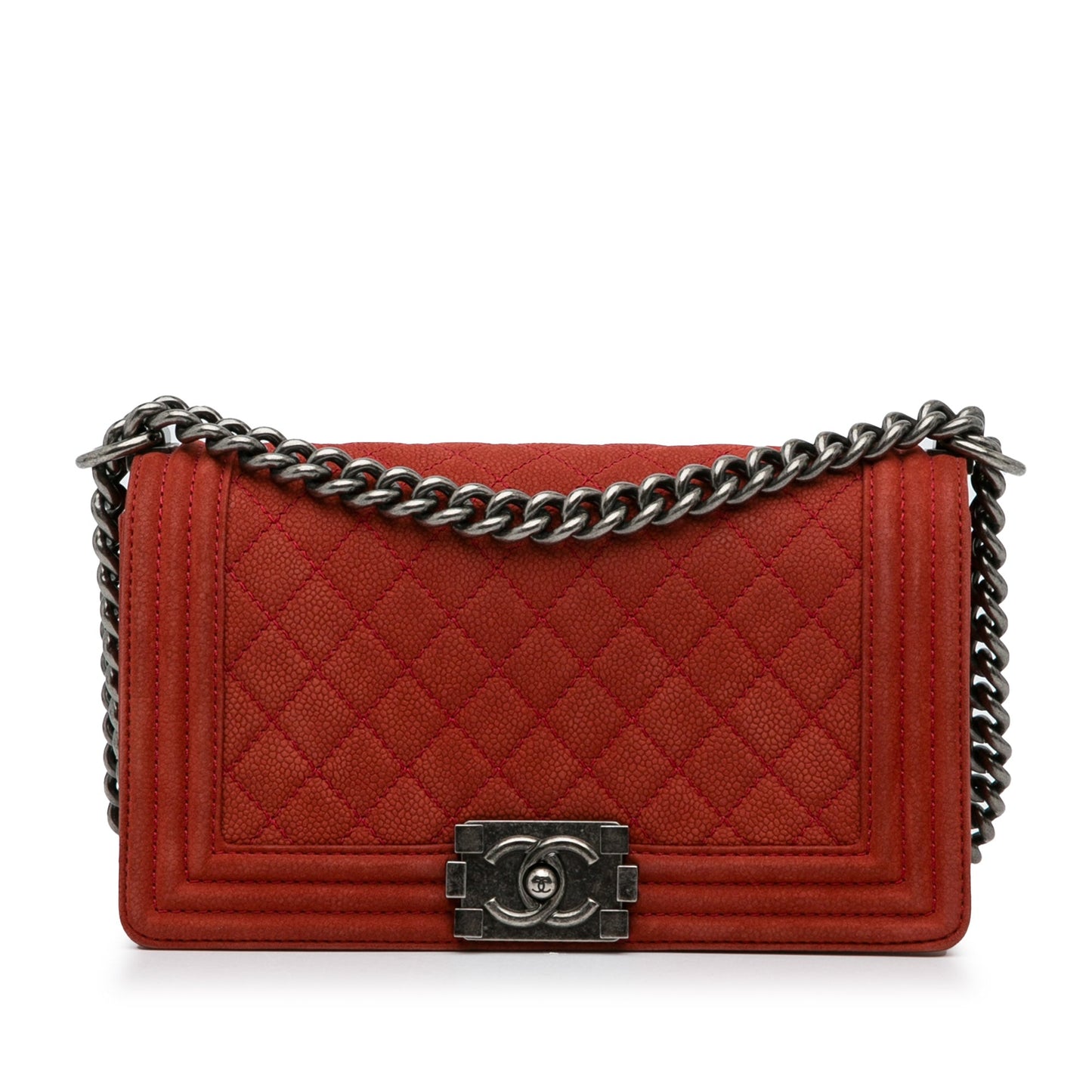 Luxury Chanel Boy Flap Large Red Caviar Ruthenium