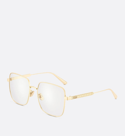 Luxury Diorcannage S1F Gold Finish Metal Square Glasses With Blue Light Filter
