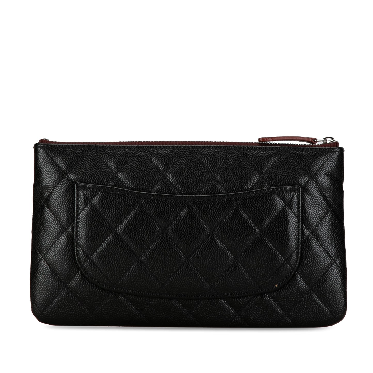 CHANEL Caviar Double Zip Cosmetic Case Clutch Bag