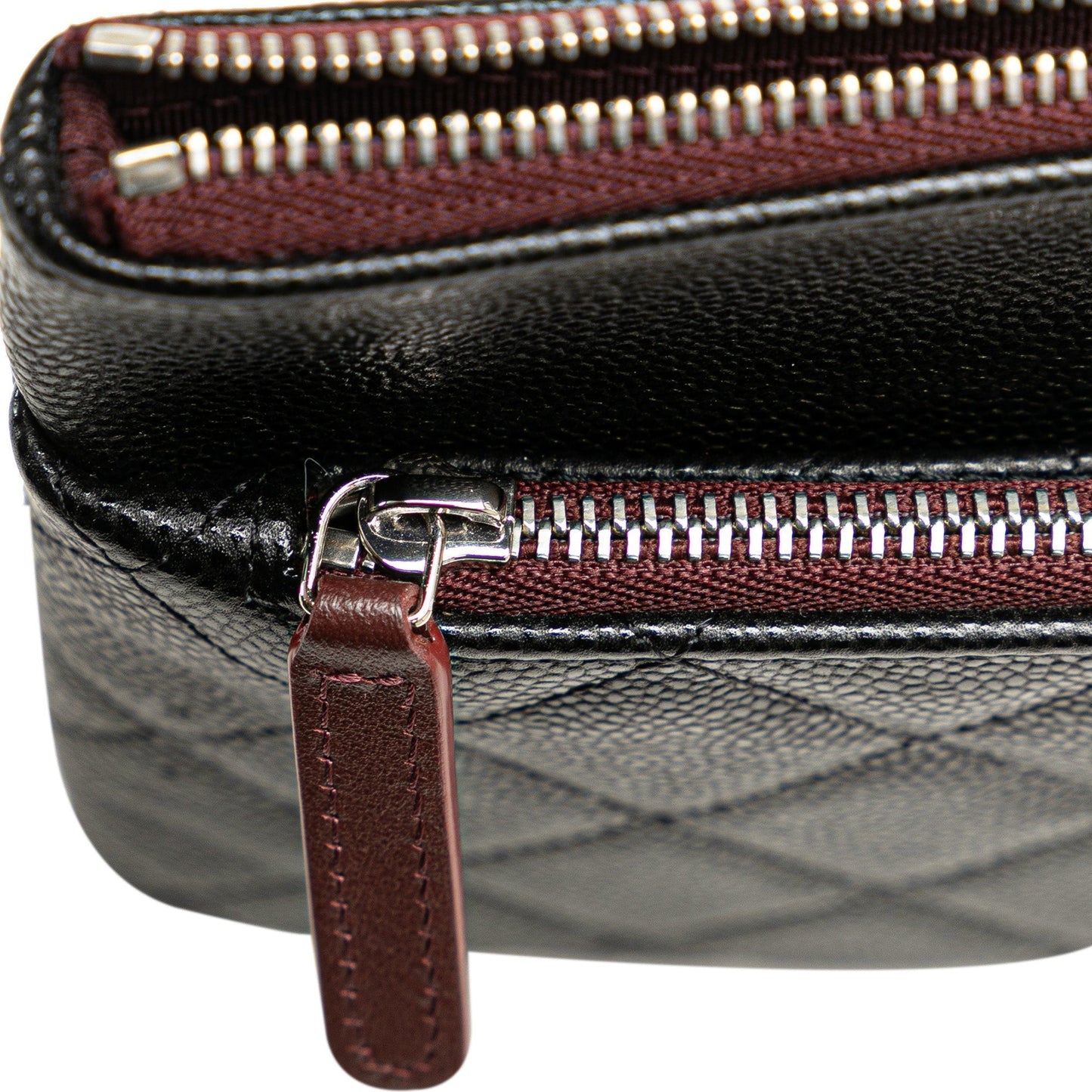 CHANEL Caviar Double Zip Cosmetic Case Clutch Bag