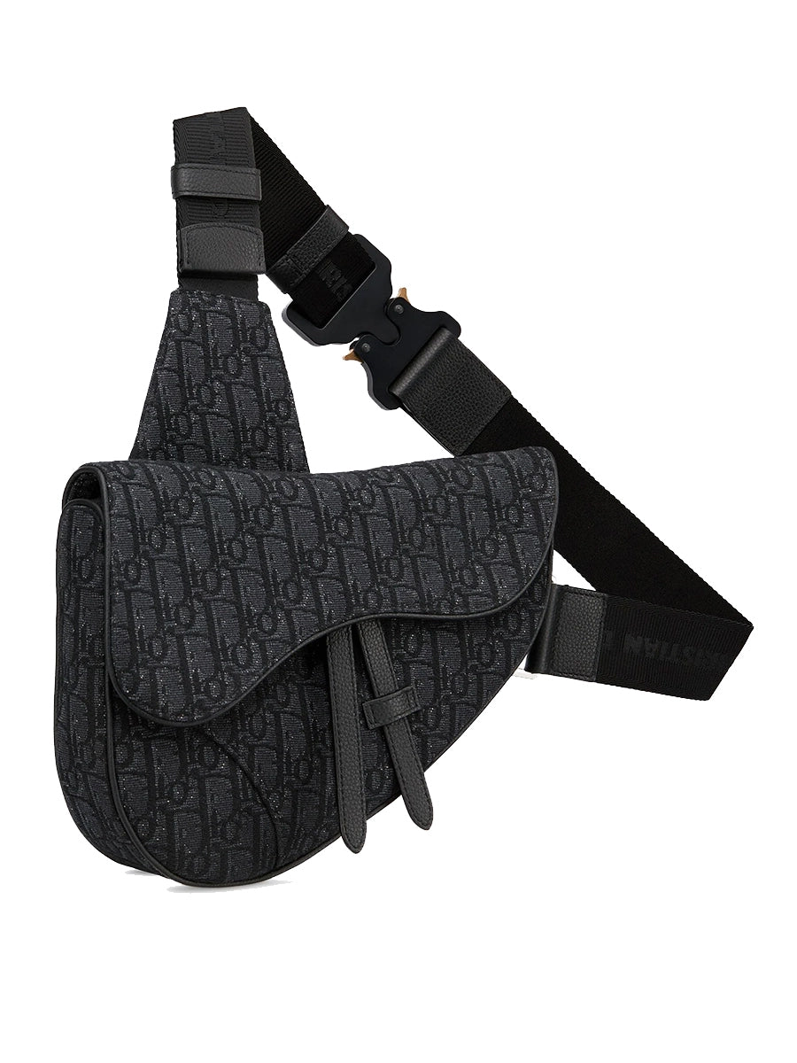 Saddle Bag in Black Luxury DiorOblique Jacquard
