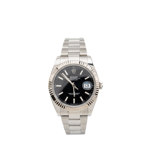 Rolex Datejust 41mm Oyster Steel Oyster Bracelet Black Dial Model: 126334-0017