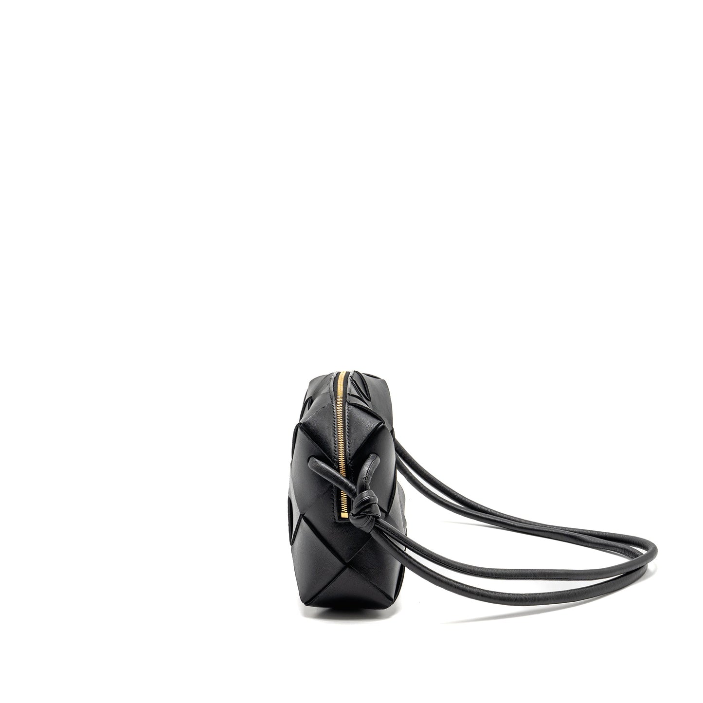 Bottega Veneta Cassette Camera Bag Smooth Intreccio Leather Black GHW