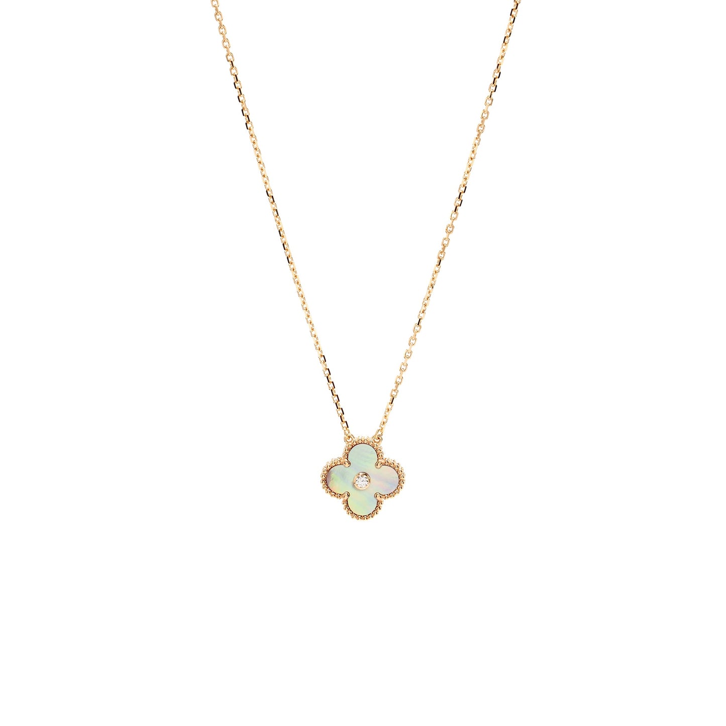 Van Cleef & Arpels 2025 Holiday Pendant Pink Mother of Pearl Rose Gold with Diamond