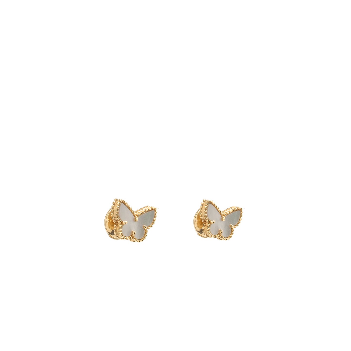 Van Cleef and Arpels Sweet Butterflies earstuds 18k yellow gold, mother of pearl