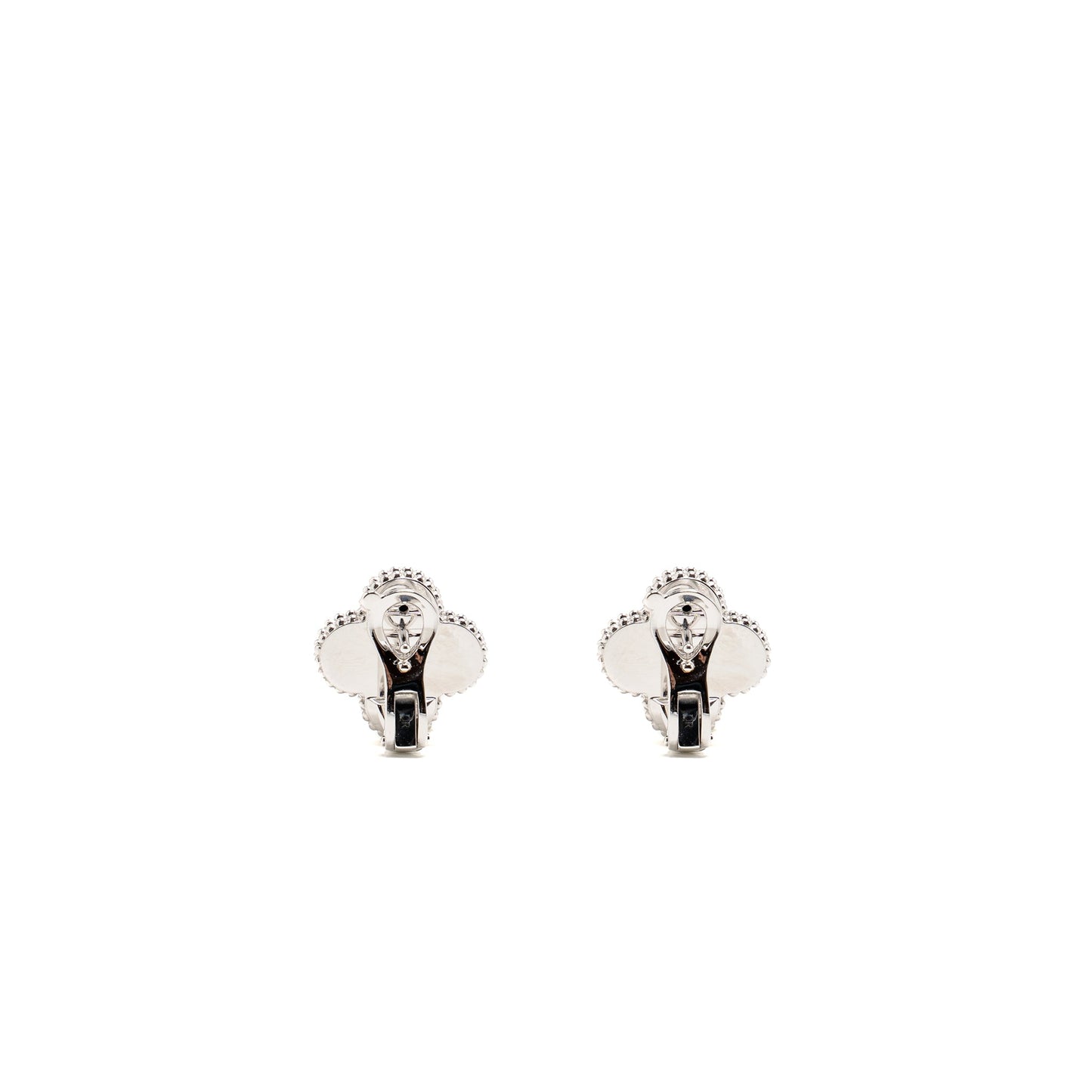 Van Cleef & Arpels Vintage Alhambra Earrings Guilloche White Gold