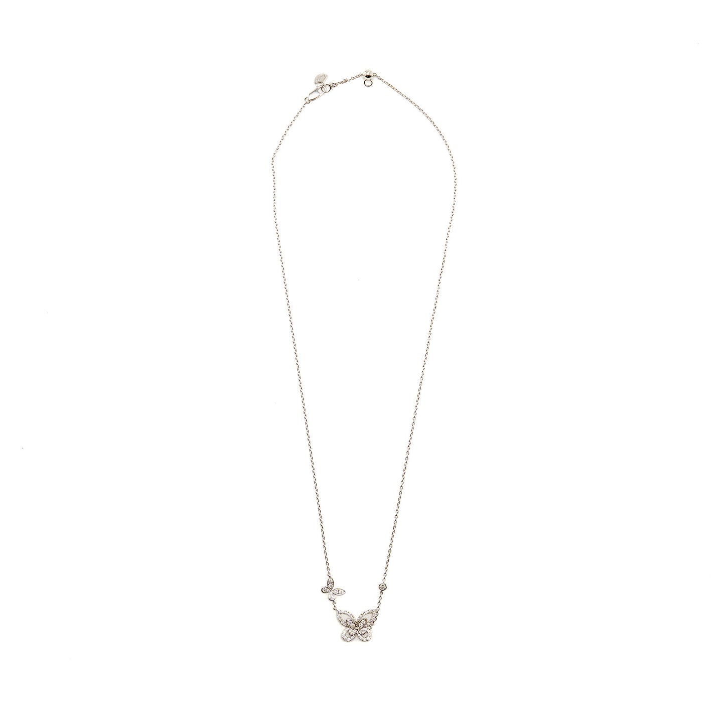 Graff Double Butterfly Silhouette Pendant White Gold Diamonds