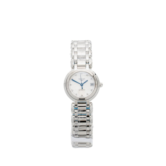 LONGINES 26.5 mm PrimaLuna Ladies Watch Automatic, Stainless Steel, Mother-of-pearl, Diamonds  Model: L8.111.4.87.6