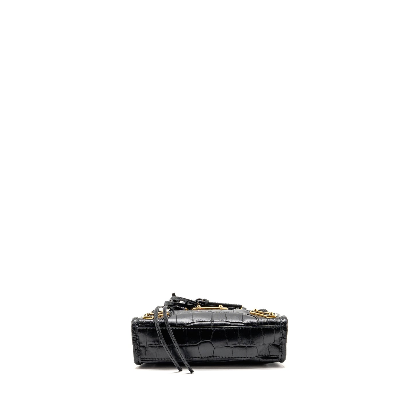 Balenciaga Nano city bag croc-embossed calfskin black GHW