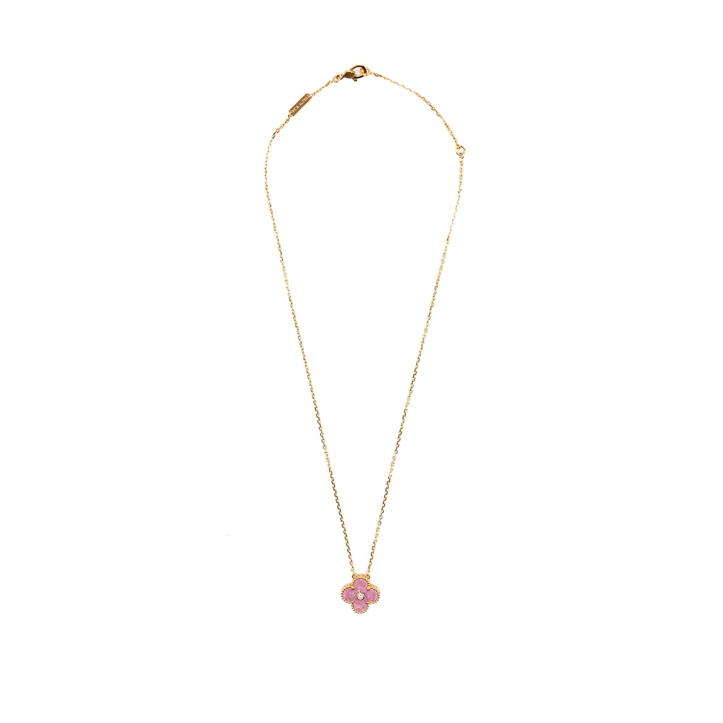 Van Cleef & Arpels 2021 Holiday Pendant Rhodonite Rose Gold with Diamond