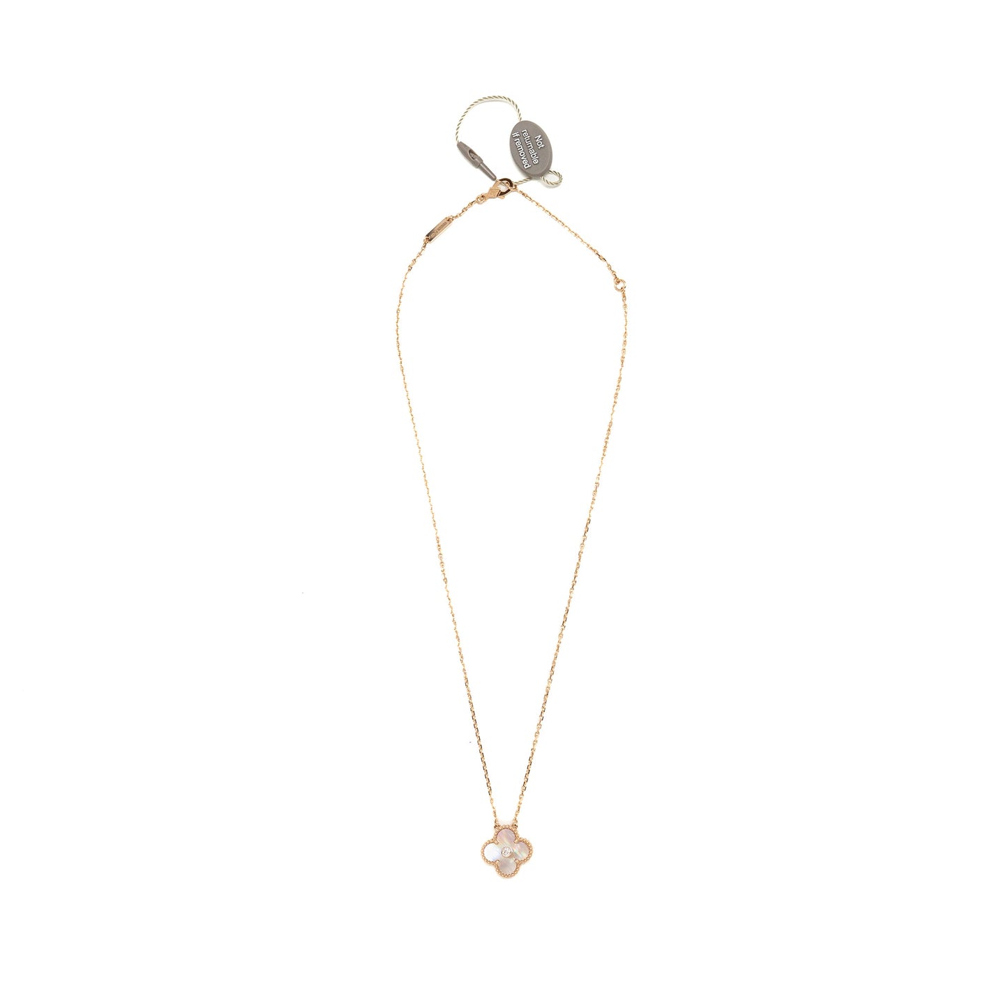 Van Cleef & Arpels 2025 Holiday Vintage Alhambra Pendant, Rose Gold, Pink Mother of Pearl, Diamond