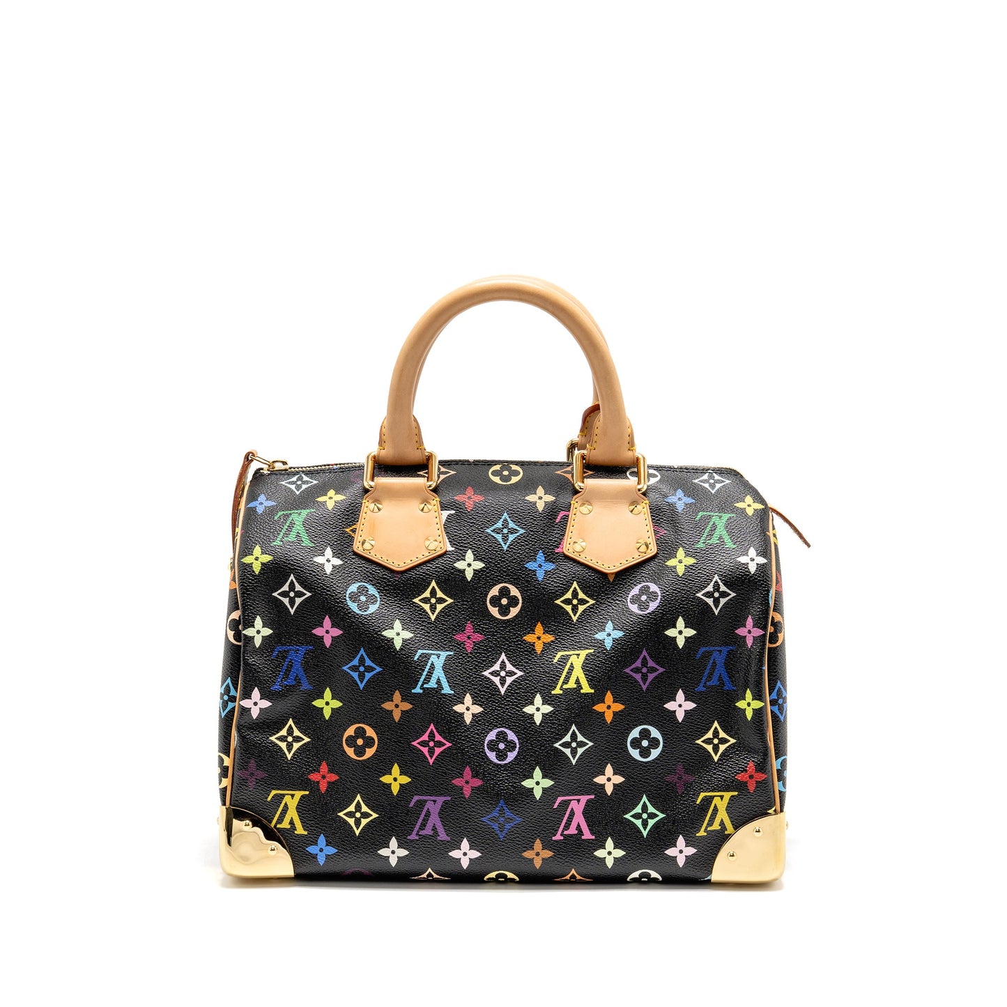Louis Vuitton x Takashi Murakami Speedy 30 Limited Edition Multicoloured Monogram Canvas Black GHW